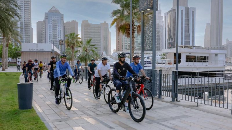 Sheikh Hamdan Takes A Bicycle Tour On The Dubai Water Canal Cycling Path