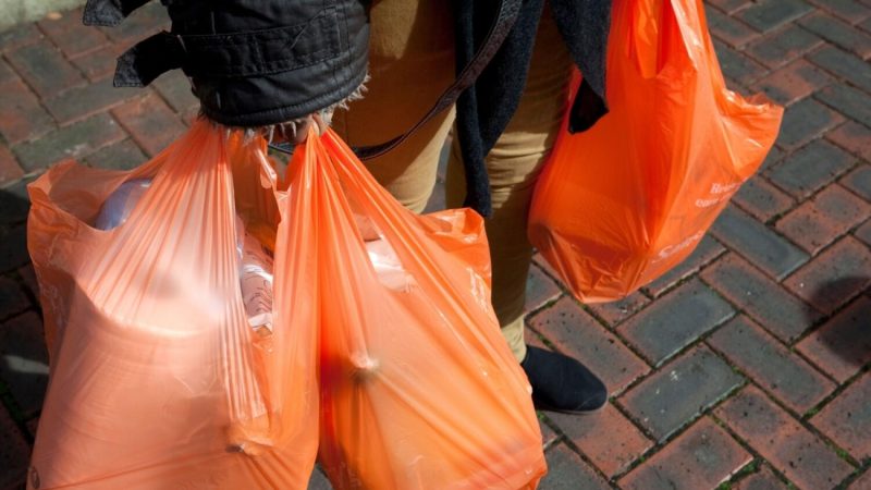 DECPYP Government to introduce 5 pence charge for supermarket plastic bags, London. Image shot 2013. Exact date unknown.