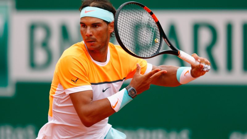 MONTE-CARLO, MONACO - APRIL 15:  Rafael Nadal of Spain in action against Lucas Pouille of France during day four of the Monte Carlo Rolex Masters tennis at the Monte-Carlo Sporting Club on April 15, 2015 in Monte-Carlo, Monaco.  (Photo by Julian Finney/Getty Images)